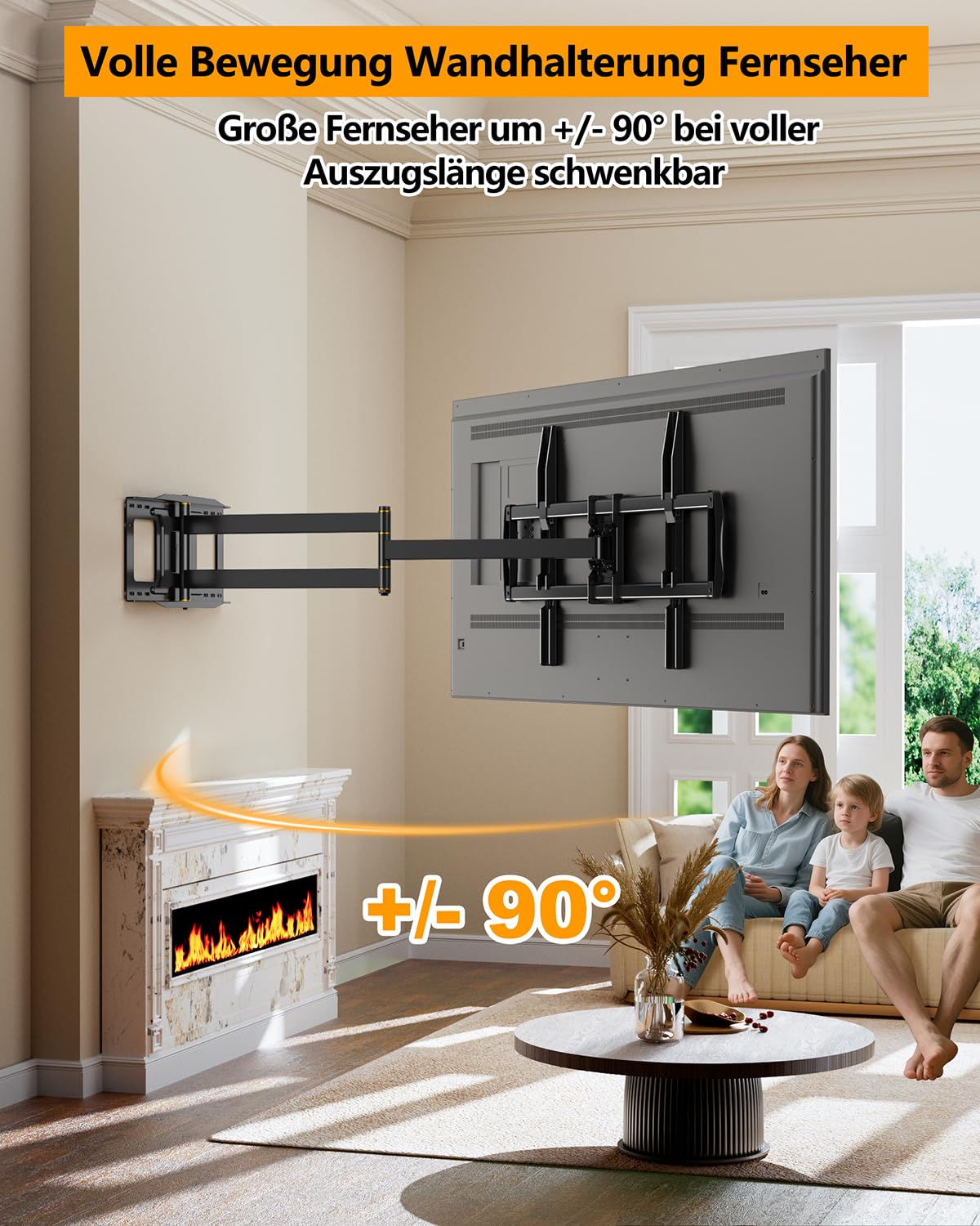 TV Wandhalterung mit 1090mm Langem Arm für 42-110 Zoll Fernseher bis 80kg WHYFONE Heavy Duty XXL Fernsehhalterung Wand Schwenkbar 180° Drehbare Ausfahren Wandhalterung Fernseher Max. VESA 900x600mm
