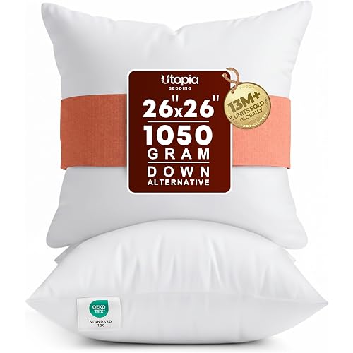 Utopia Bedding 26x26 Pillow Inserts, White Throw Pillows for Couch, 2 Pack