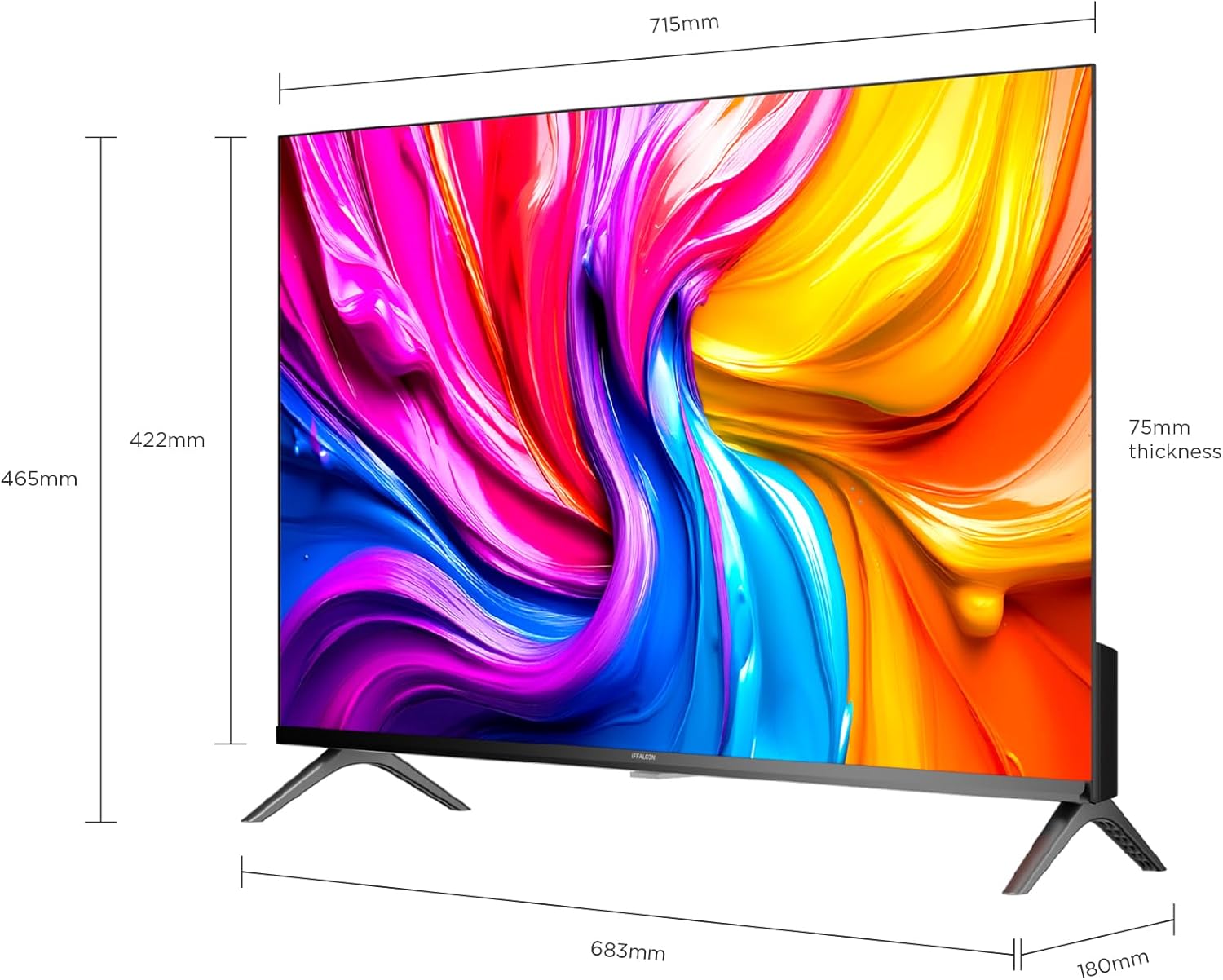 Dimensions of the iFFALCON 32S55 32-inch Smart TV
