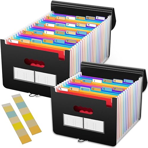 Albiuerty - Carpetas de archivos expandibles, 24 bolsillos + 12 bolsillos, organizador de archivos de acordeón con tamaño A4, ligero, resistente al disponible en Yaxa Venezuela