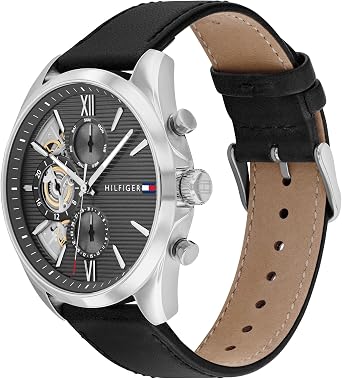 Tommy Hilfiger Analogue Multifunction Quartz Watch for Men with Stainless Steel mesh and Link Bracelet and Leather Strap