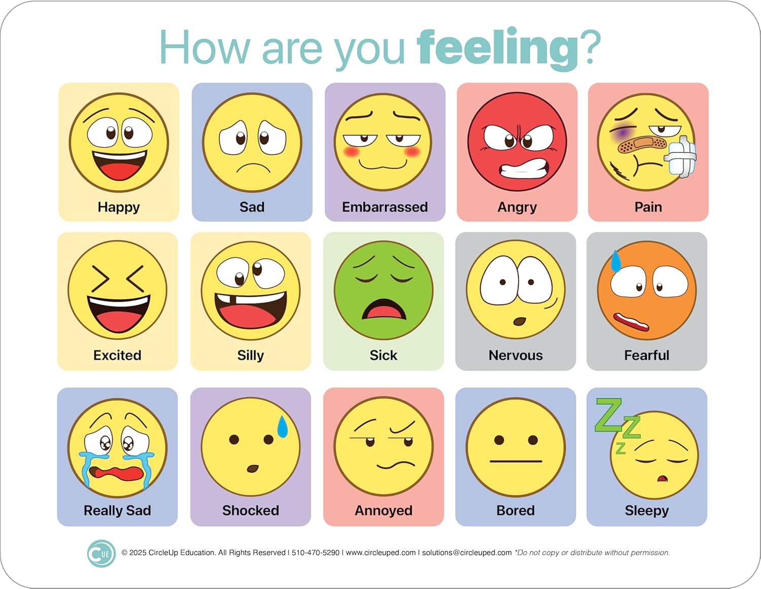 Circle Up Emoji Emotions Chart 3-Pack – 8.5×11 Laminated SEL Tool for Emotional Check-Ins & Conversations – Double-Sided Feelings Chart for Counselors, Educators, Therapists & Social Workers