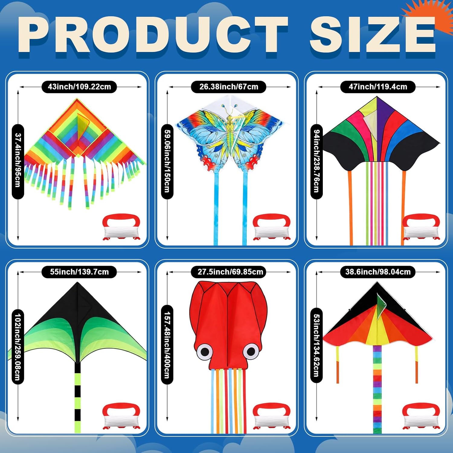 12 Pcs Large Kite Bulk Colorful Long Flying Tail Beach Kite Gift Easy to Fly for Adult with 328 ft Spool for Outdoor Park Activity