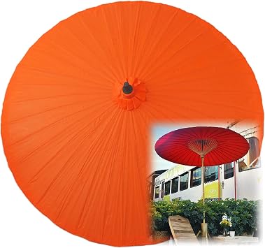 2M Garden Parasol, Outdoor Handmade Oilcloth Umbrella, Vintage Bamboo Round Parasol, Large Outdoor Home Sun Shade Sun Umbrella, Beach Umbrella Protection UV, Waterproof