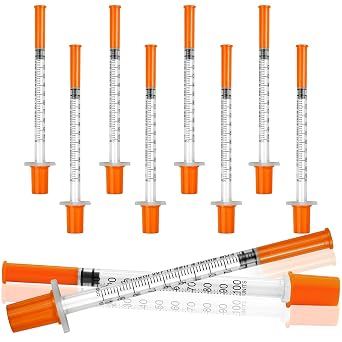 10Pcs Syringes, 1ml Plastic Syringe with Cap