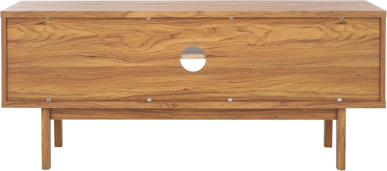 SAFAVIEH Aricia TV Stand for up to 55" Flatscreen – Oak Brown, 2 Sliding Doors with Interior Storage, 1 Open Shelf, Entertainment Media Console (MED9632D)