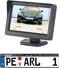 Lescars Rückfahrkamera drahtlos: Funk-Rückfahr-Kamera im Nummernschild-Halter mit 10,9-cm-TFT-Monitor (Rückfahrkamera mit Monitor, Funk Komplettsystem, Golf)