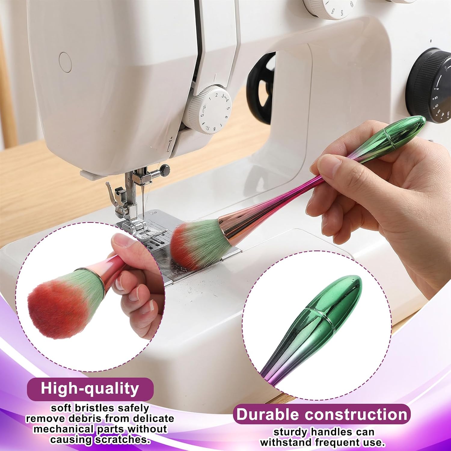 2 Pack Sewing Machine Cleaning Brushes, Soft Bristle Cleaning Brush Dusting Brush Small Duster Dust Removal Brushes for Keyboards, Car Interior, Digital Devices, Craft Tool