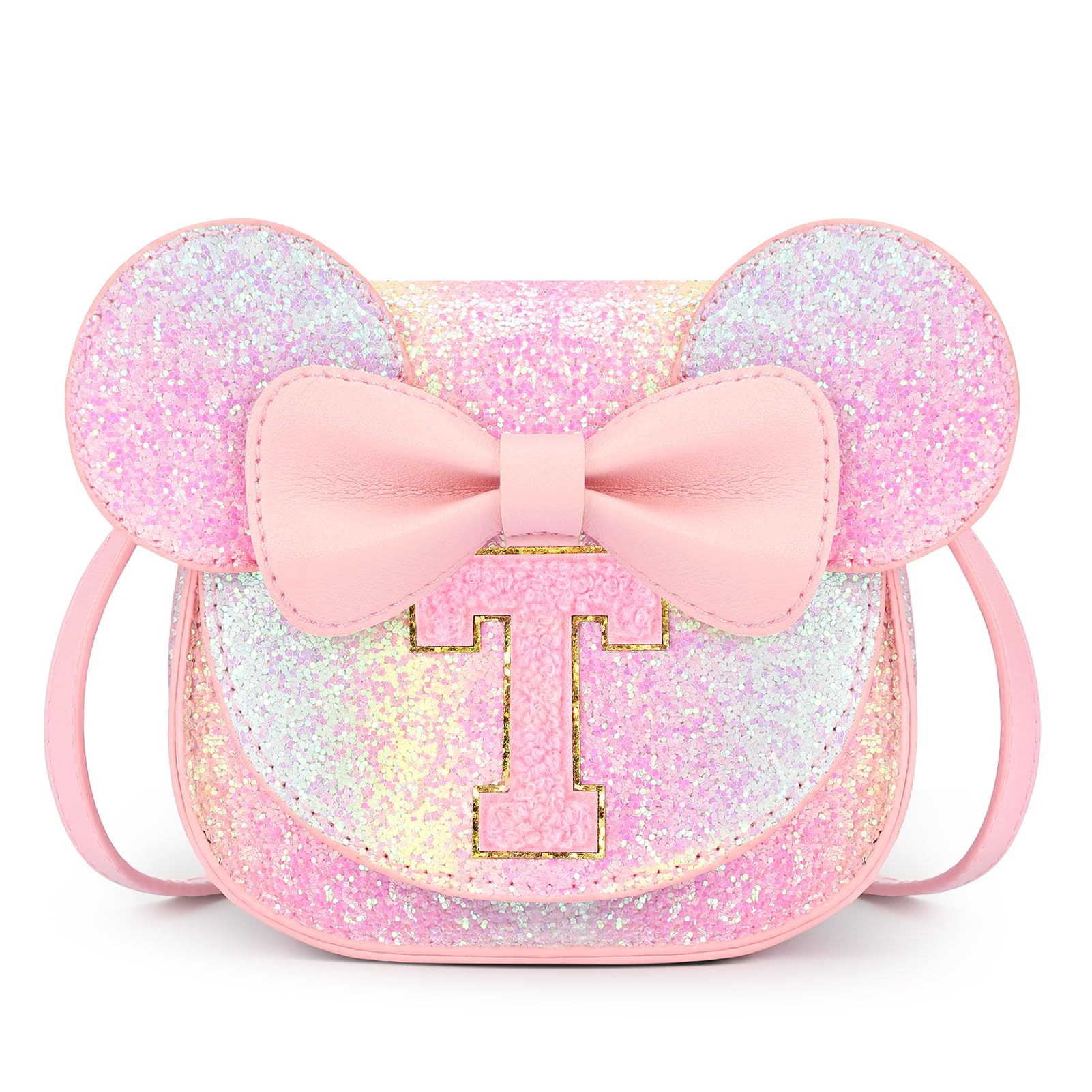 mibasies Toddler Purse 3-8 Girls, Glitter Rainbow Letter S Birthday Gift
