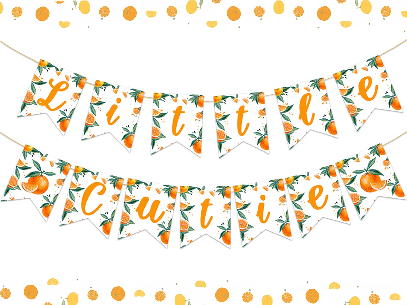 Little Cutie Banner Little Cutie Party Decorations Bunting Banner Garland for Hey Cutie Baby Shower Birthday Party, Tangerine Clementine Fruit Themed Party Supplies