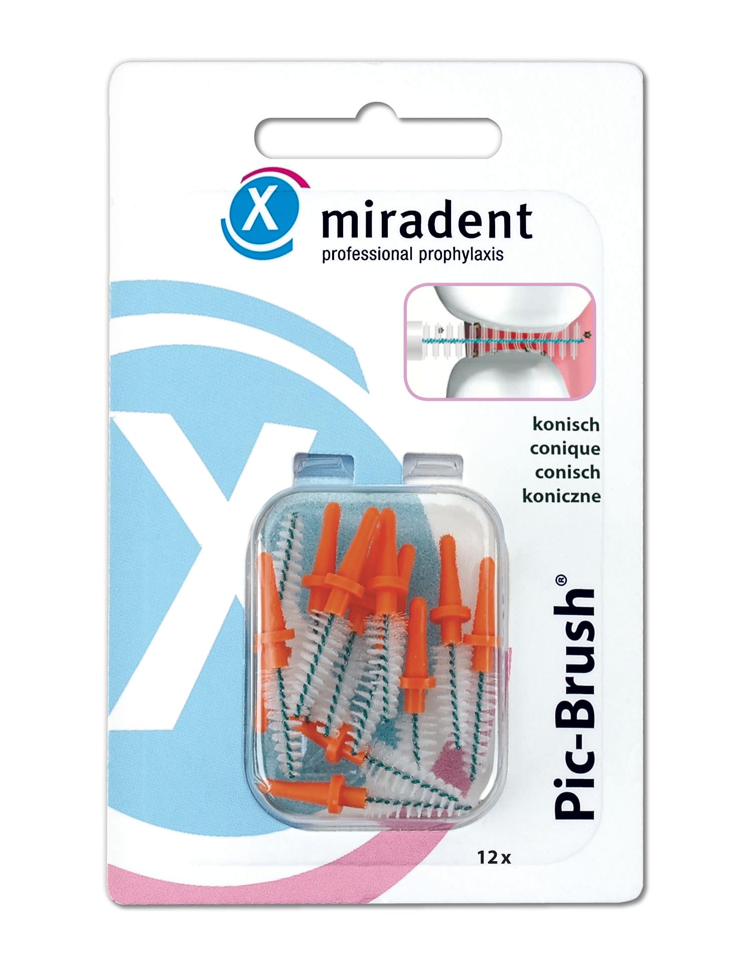Miradent Pic-Brush Cepillos Interdentales naranja 2,5-5mm cónico 6s