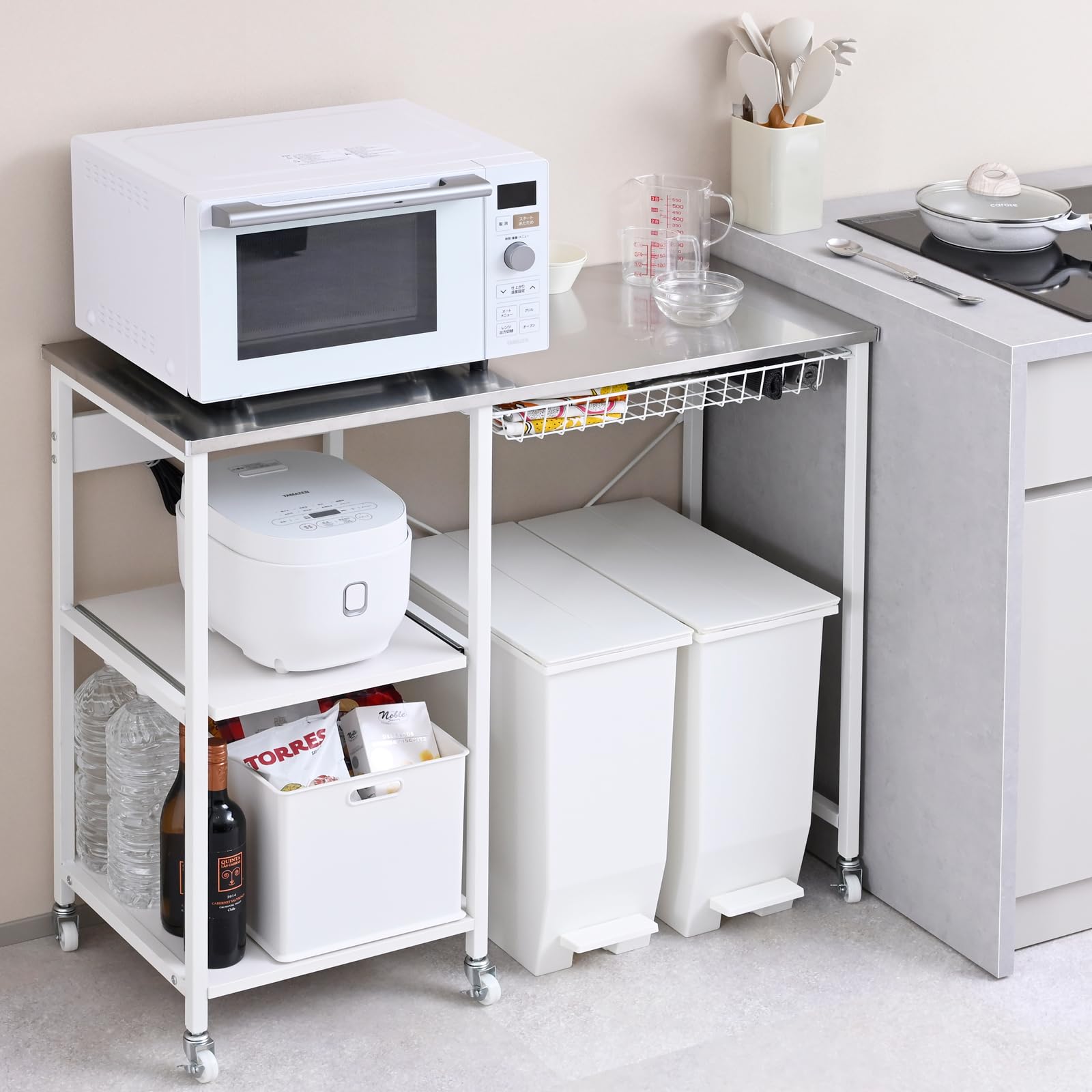 Amazon.co.jp: 山善(YAMAZEN) キッチンカウンター 2口コンセント付き