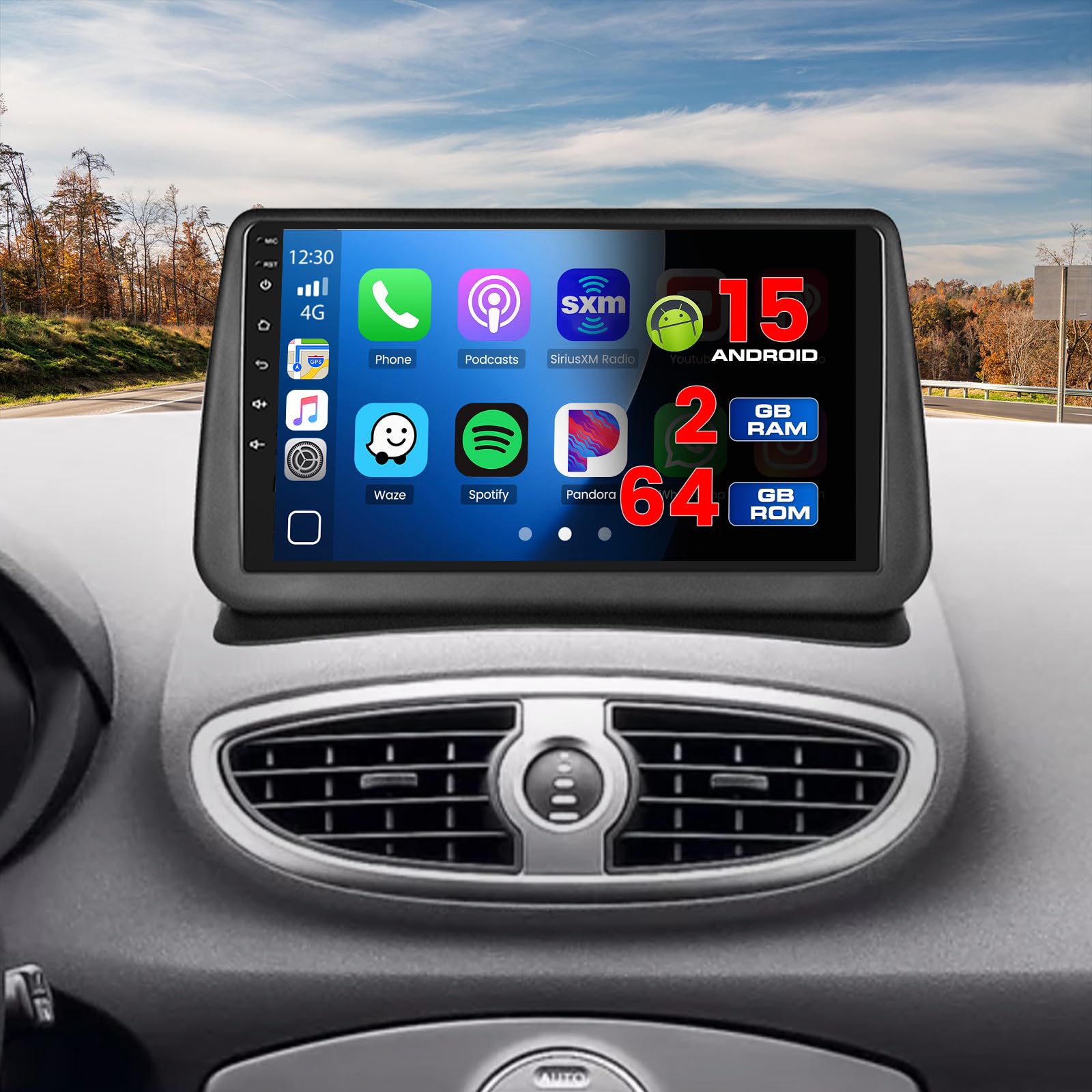 Hikity [2+64GB] Android 15 Autoradio pour Renault Clio 3th 2005-2014 Radio Carplay Android Auto Wireless IPS Écran Tactile 9'' Poste Radio Voiture avec Caméra de Recul Bluetooth Stéréo GPS WiFi DSP