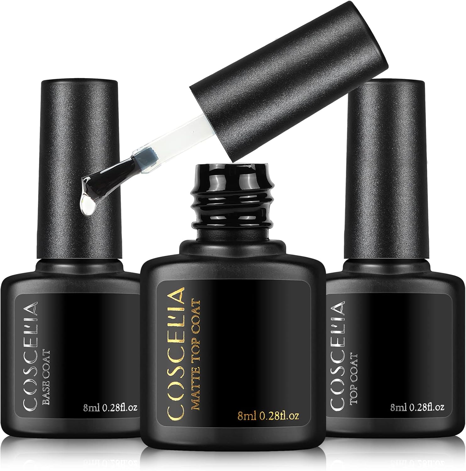 Coscelia 10 ml base coat, top coat, with matt e top coat for UV gel nail polish, undercoat and
