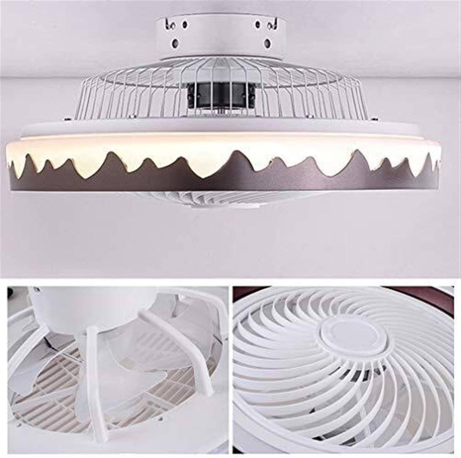 YUEGOO Ceiling Fans with Lamps,Adjustable 3 Wind Speed Invisible Fan Ceiling Light Dimmable Remote Control Ceiling Fan with Lighting 72W Modern Minimalist Led Dimmable Chandelier