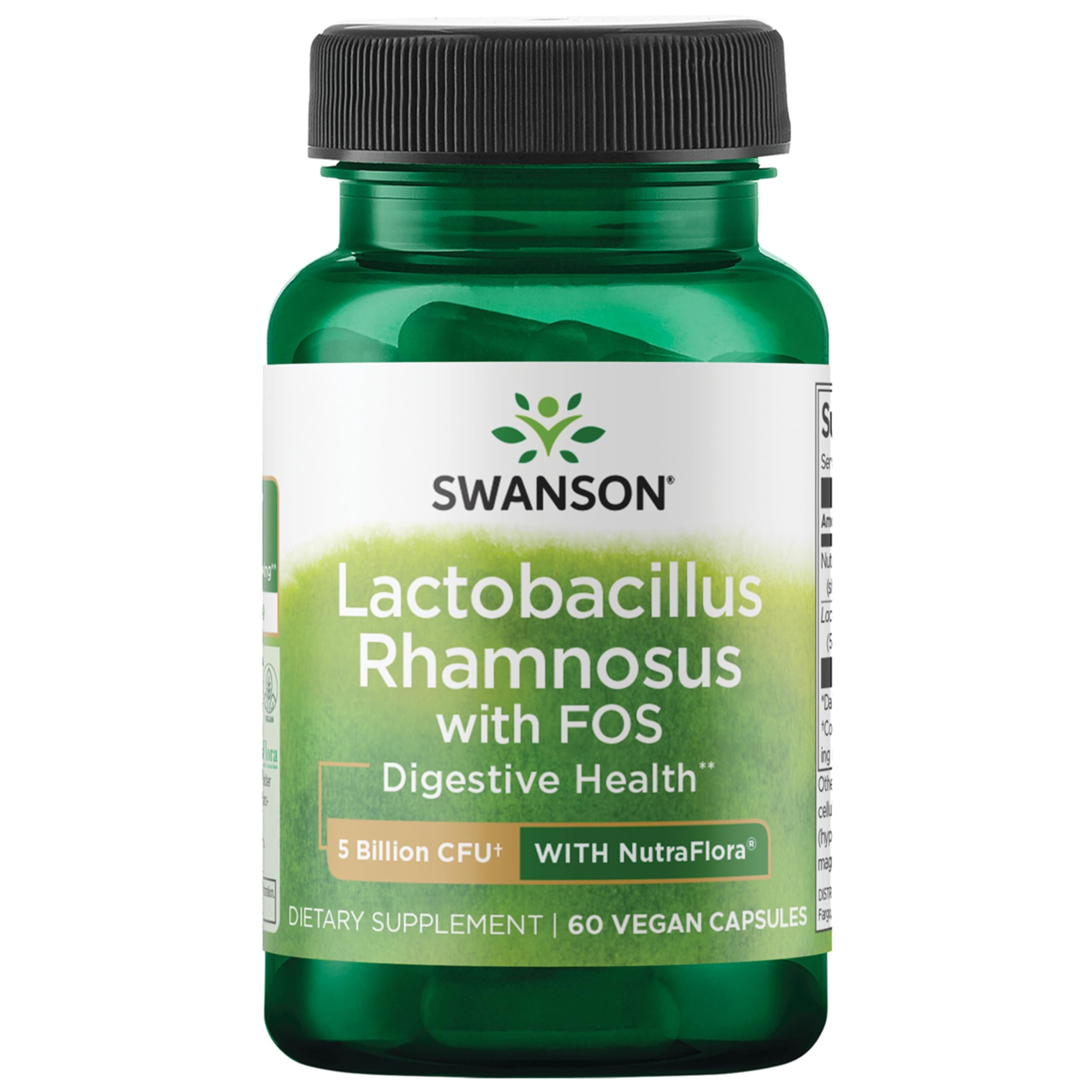 Swanson Lactobacillus Rhamnosus with FOS, 5 Billion CFU, 60 Veggie Capsules