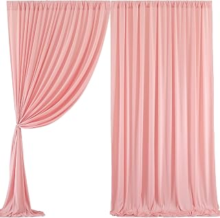 10x10 Blush Pink Backdrop Curtain for Parties Baby Shower Wrinkle Free Pink Photo Curtains Backdrop Drapes Fabric Decoration for Wedding Birthday Party 5ft x 10ft,2 Panels