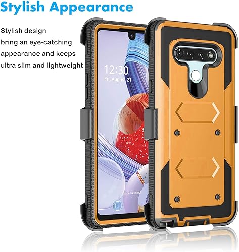 Miniatura 6 de Funda para LG K51, funda para teléfono LG K51, con protector de pantalla para LG K51, funda de clip para cinturón, funda híbrida de absorción de
