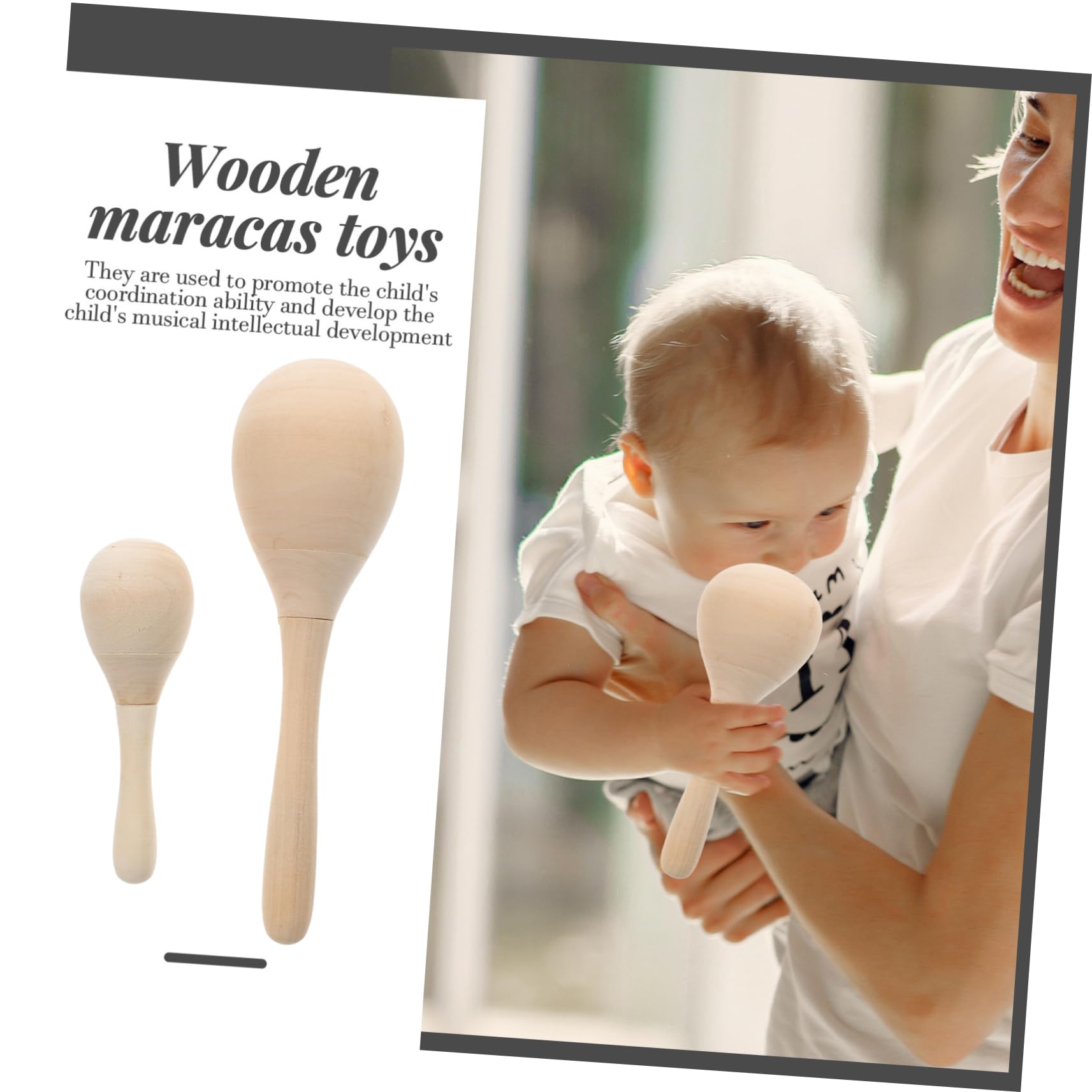 Toddmomy 12stücke Holzmaracas für Junge Mädchen DIY Maracas-rasseln aus Holz Musikinstrumente für Kinderpartys Rassel-musikinstrumente zum Bemalen