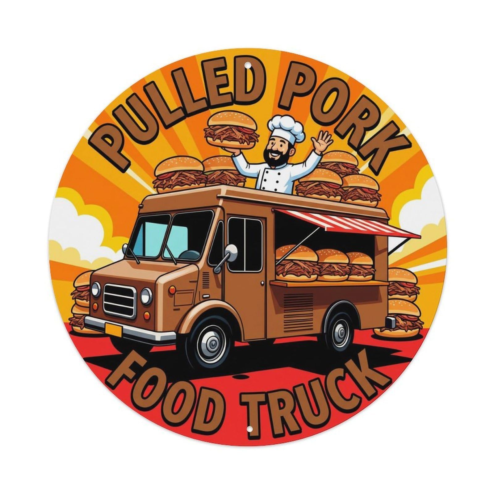 USA Pulled Pork Food Truck Traditional Cuisine Artwork Metal Tin Sign