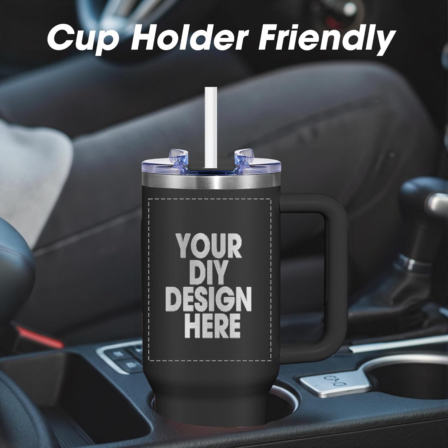 Personalized Custom Tumbler with Laser Engraving Logo Text 40oz Stainless Steel Tumbler with Lid & Straw Handle Double Wall Insulated Tumbler with Text Logo - Image 5