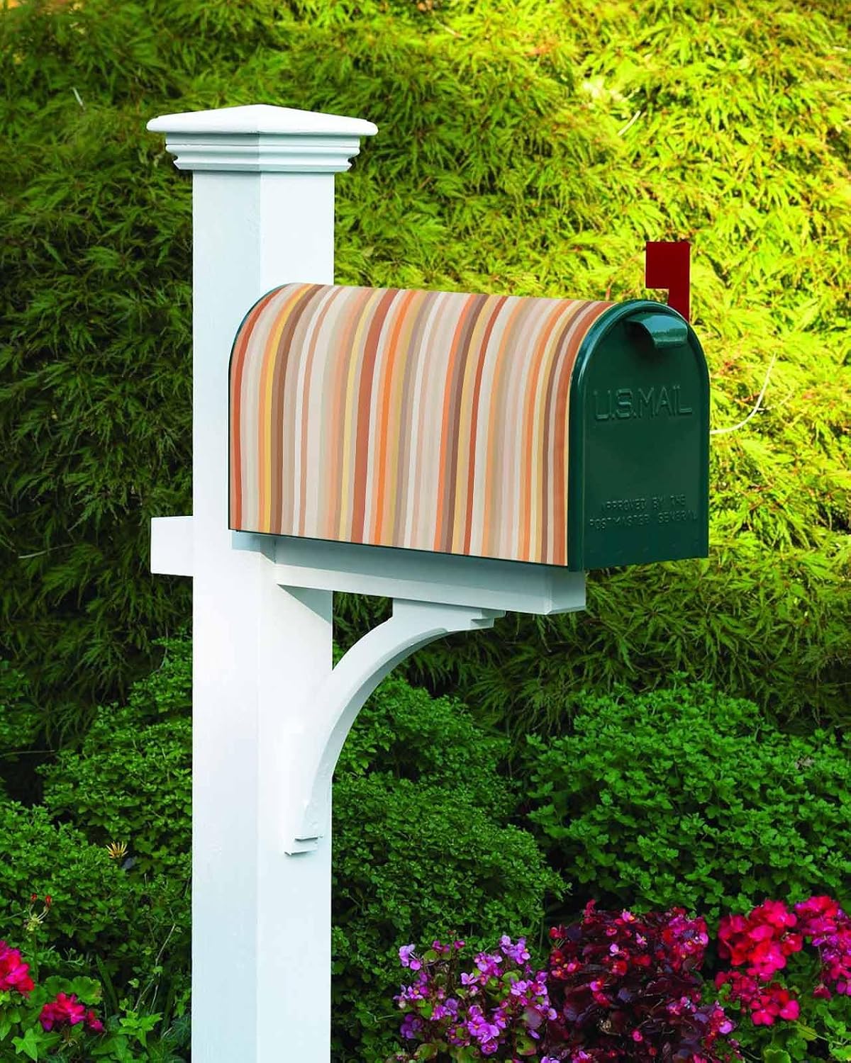 Orange Vertical Stripes Mailbox Covers Magnetic Standard Size,Ombre Geometric Abstract Minimalist Decorative Post Letter Numbers Box Decoration Covers Small Accessories for Garden Yard Outdoor Décor