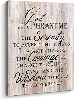 Serenity Prayer Canvas Wall Art, God Grant Me the Serenity Inspirational Wall Art Farmhouse Wall Decor for Bedroom Scripture Pray Room