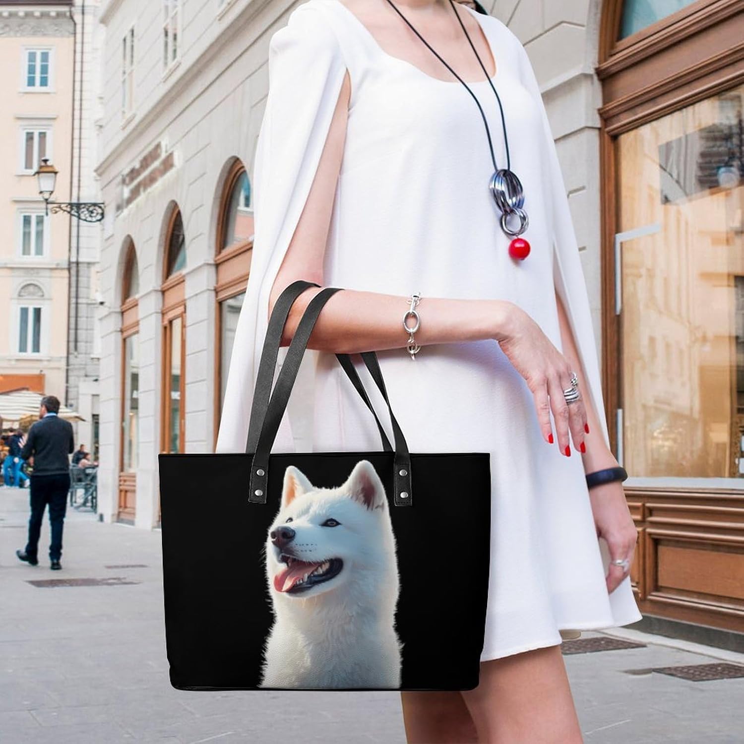 Akita Dog Women's Tote Leather Handbag Shoulder Bag Purse for Shopping Travel