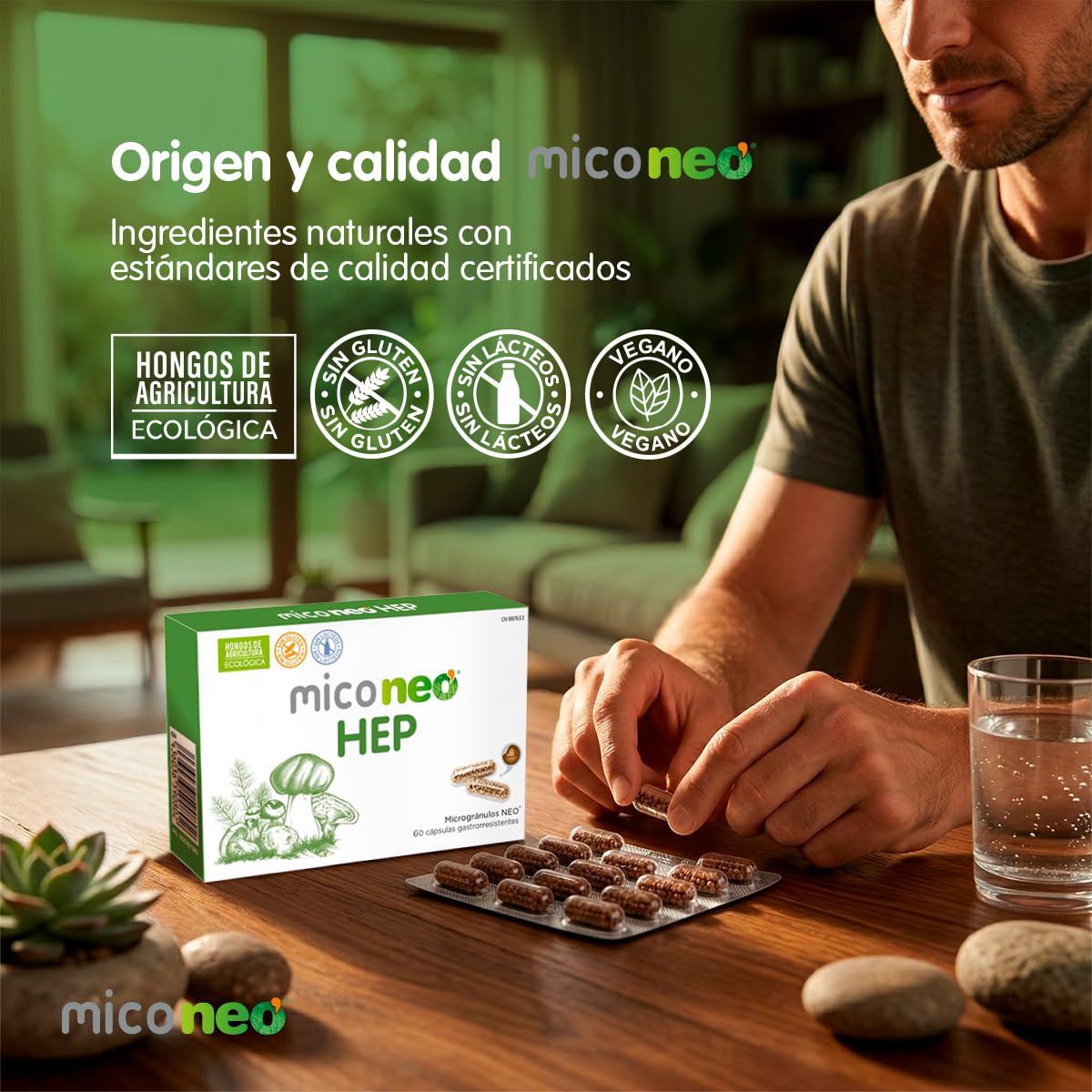 Mico NEO | HEP | 60 Cápsulas | Con Cardo Mariano, Reishi, Cordyceps, Shiitake y Polyporus | Suplemento Elaborado con Hongos