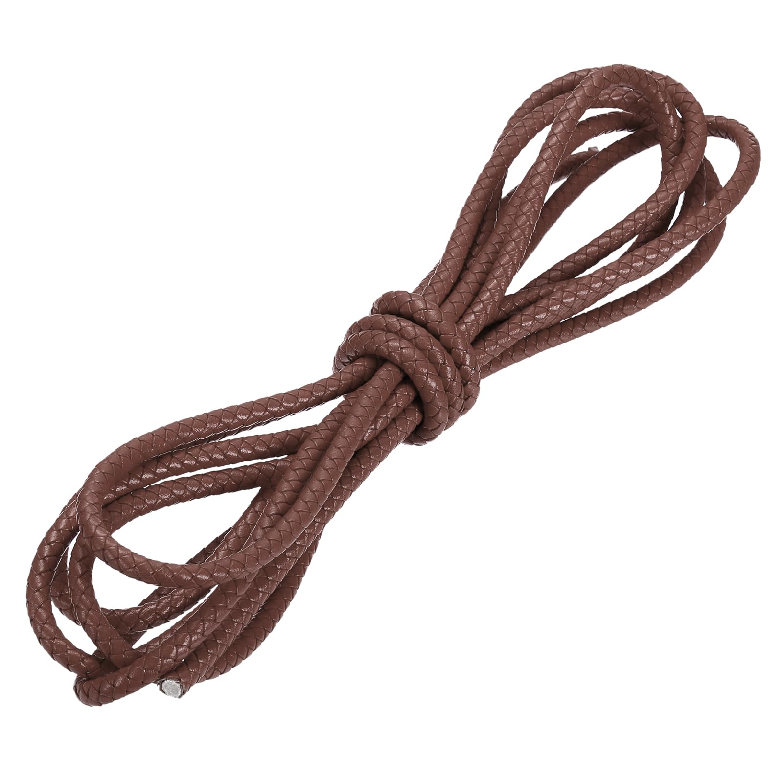 Corde en cuir tressé de 6 mm cordon rond marron ultra résistant pour collier