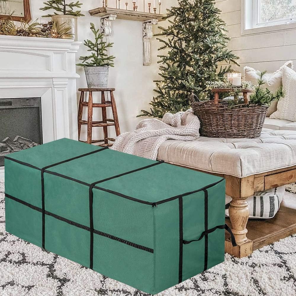 hogardeck 9 Ft Christmas Tree Storage Bag, Holiday Xmas Disassembled Trees Waterproof Storage Container with Durable Reinforced Handles Dual Zipper Comes with Wavy I-Frame Christmas Light Storage Reel