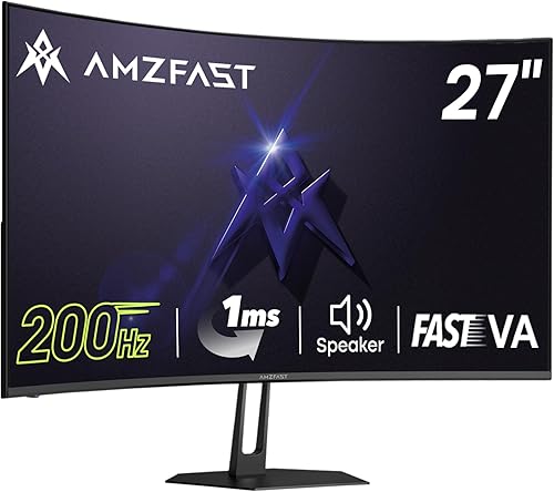 Miniatura 17 de Amzfast Monitor de juegos de 27 pulgadas 200Hz WQHD 2k 2560 x 1440p, altavoces integrados, compatible con 1 ms G-SYNC, HDR400,132% sRGB, VESA