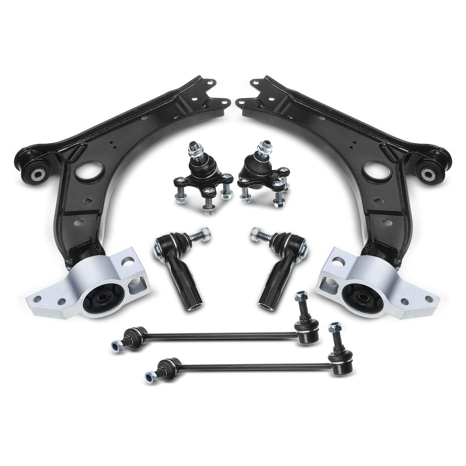 Frankberg 8x Set di bracciali Fondo anteriore Compatibile con A3 8P1 A3 Sportback 8PA Golf Plus 521 5M1 Van 521 Golf V 1K1 Golf VI 5K1 J.e.t.t.a III 1K2 Replace# 1K0407151AA