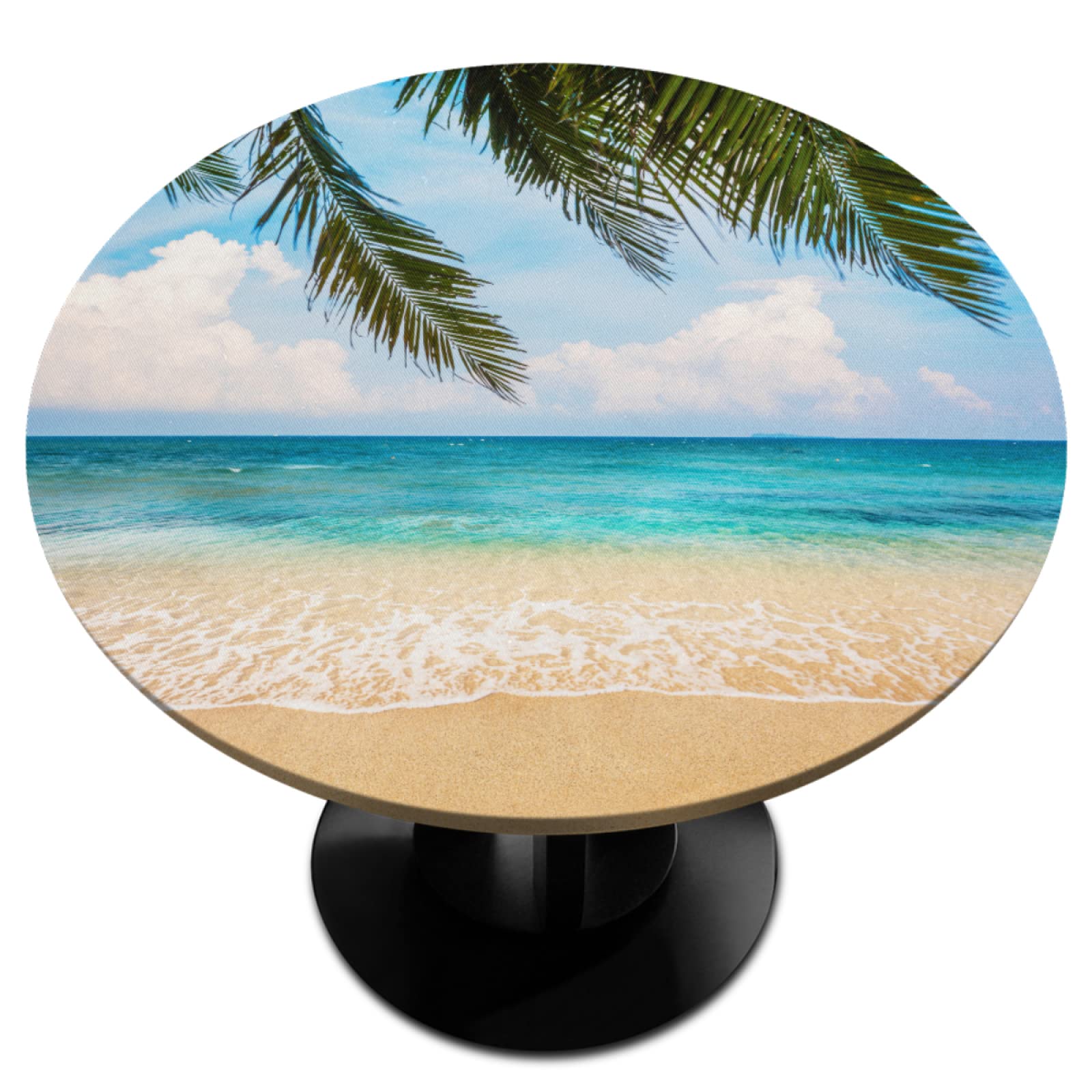 EZDLOWVBA Nappe Imprimée Plage Et Palmier, Nappe Ajustée, Imperméable