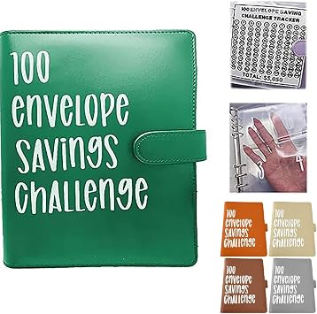 100 Envelope Challenge Binder, Easy and Fun Way to Save $5,050,Savings Challenges Binder,Budget Binder with Cash Envelopes,Savings Challenges Sheets GN