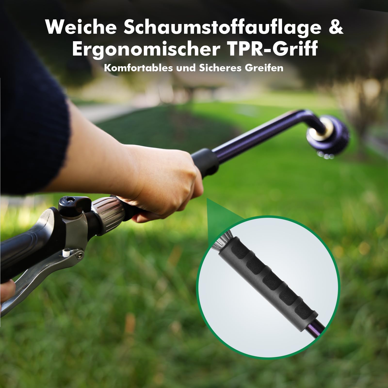 RESTMO Langer Gießstab, 61cm langer Gartenbrause mit voller, sanfter Dusche und Durchflusskontrolle, strapazierfähiger Metallschlauch für hängende Körbe, Sträucher, Pflanzen, Blumen und Rasen, Violett