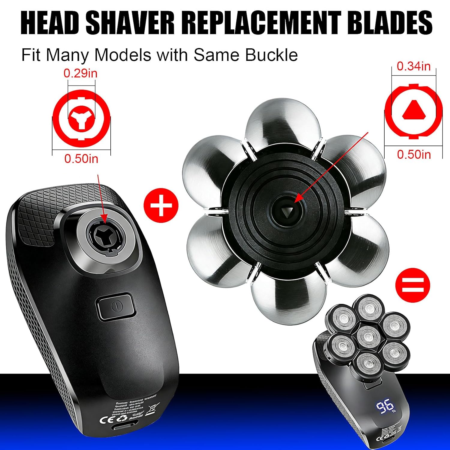 7 Head Shaver Replacement Heads for Freebird Bald Men, Head Shavers for Men,Shaver Replacement Blades for SHPAVVER/Wyklaus/Cyruzi Shaver Head (Silver/3count)