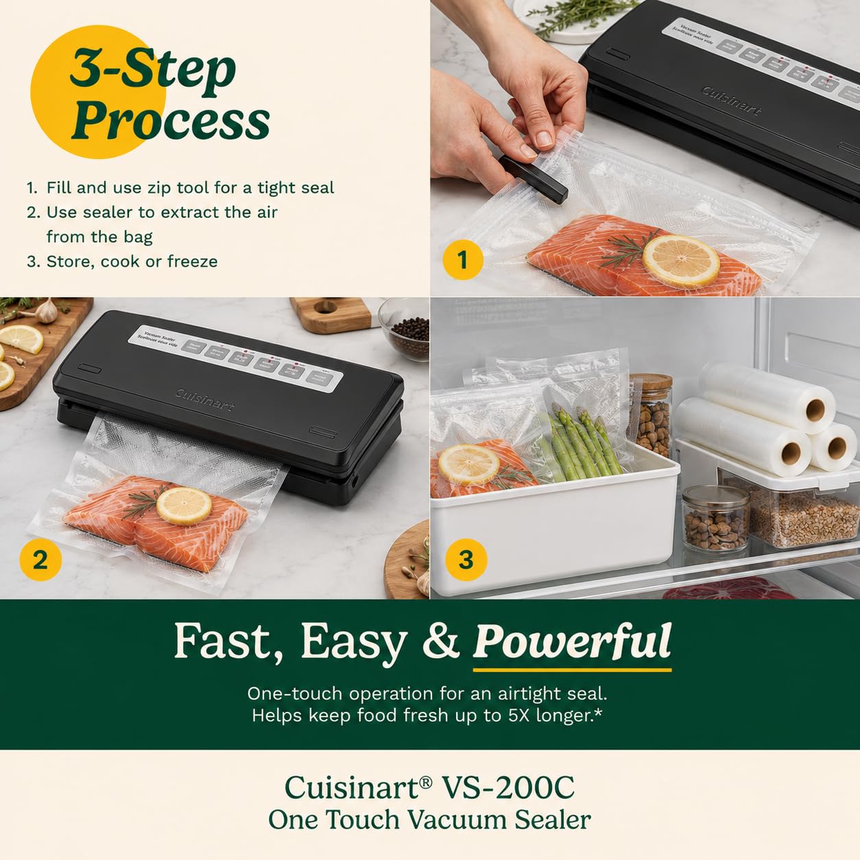 Cuisinart Sellador de alimentos al vacío de un solo toque VS-200C