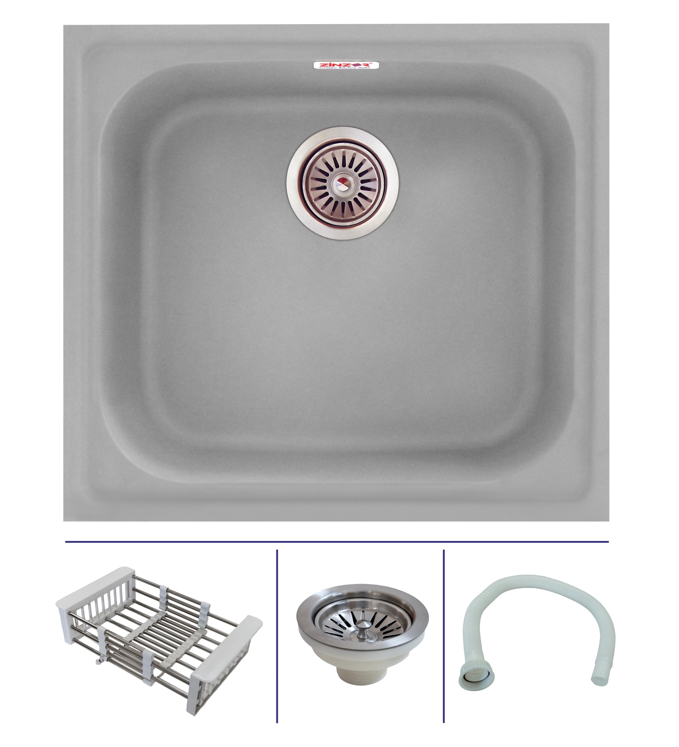 ZINZER Granite Quartz Sink - Graphite Grey -15