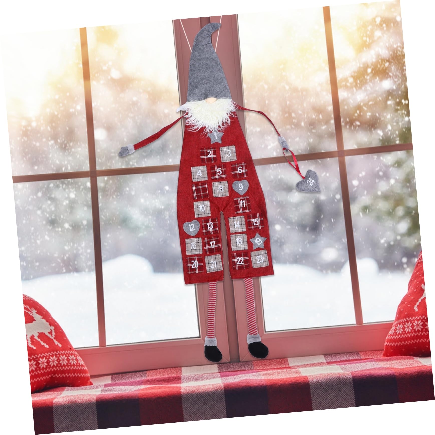 Calendario Avvento Babbo Natale in Lana Artificiale Da Appendere Sacchetti Decorazione Per Natale e Conto Alla Rovescia Adatto Casa e Feste