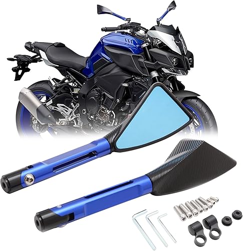 DREAMIZER Motocicleta Triángulo Espejo Retrovisor CNC Aluminio Manillar Espejos Laterales Para MT07 MT09 MT10 MXS 125 Grom CB1000R - AZUL
