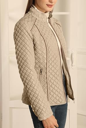 Bellivera Women's Fleece-Lined Diamond Quilted Puffer Jacket Winter Coat