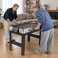 Vista 8 de Goplus Mesa de juego múltiple 14 en 1, mesa de juego combinada con futbolín, hockey de aire, piscina, tenis de mesa, baloncesto, ajedrez, damas