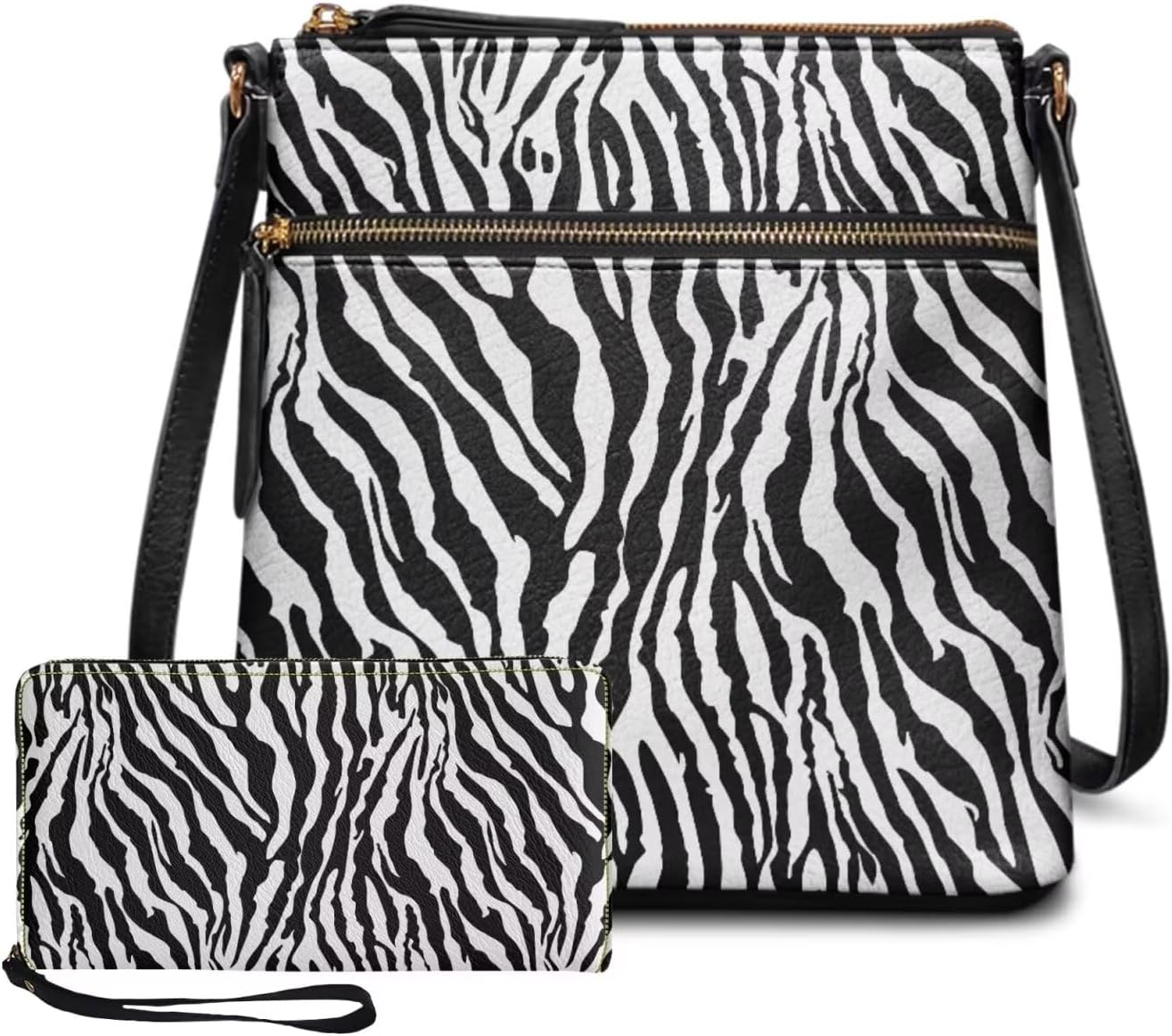 2 Pcs Shoulder Bag Set for Women Crossbody Tote Bag Large Bag for Women Wristlet Purses for Women