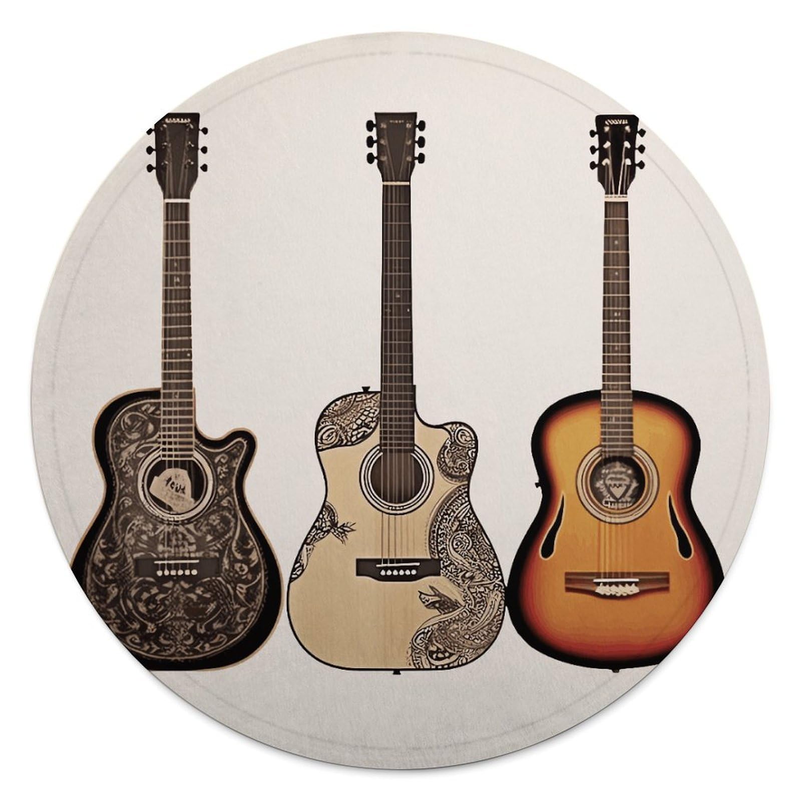 Guitar Blanket Novelty Round Tapestry Super Soft Flannel Mom Blanket Cozy Beach Throw Tapestry Lightweight Thick Throw Blankets for All Seasons Diameter 59.1 in