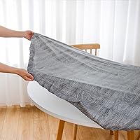 Vista 2 de LIBERECOO Round Vinyl Fitted Tablecloth with Flannel Backing Elastic Edge Table Cover Waterproof Stain-Resistant Wipeable Tablcloths Fits 45-56