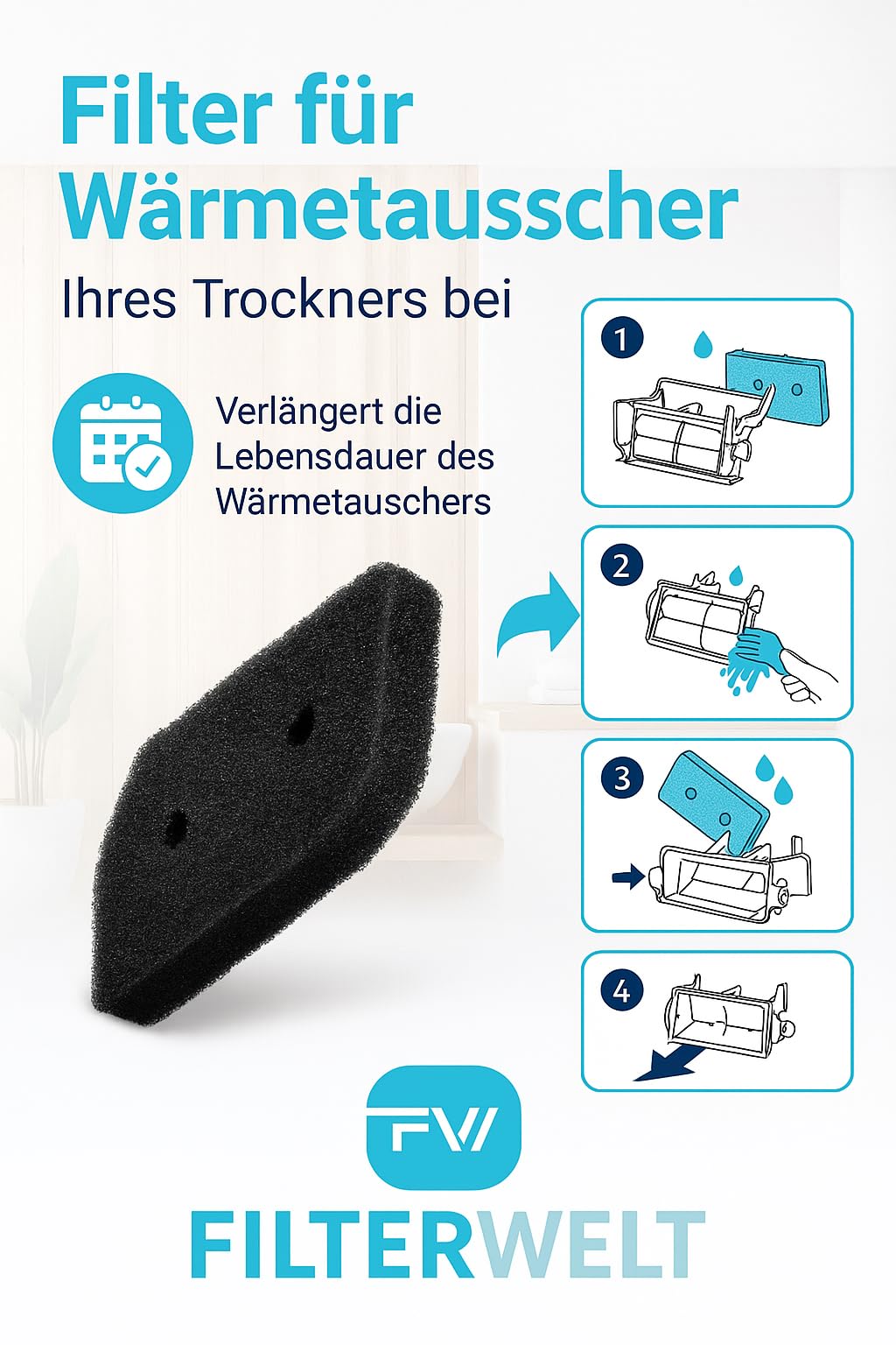 Filtro Bosch Siemens 12007650 Vhbw 10x Filtro In Spugna Compatibile Con Siemens WT45H208DN/04 Filtro Spugna Ricambio Vhbw