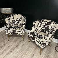 Vista 8 de Silla moderna para sala de estar, silla pequeña de lino copetuda para dormitorio con cojín tapizado, cómoda silla de dormitorio con patas de metal