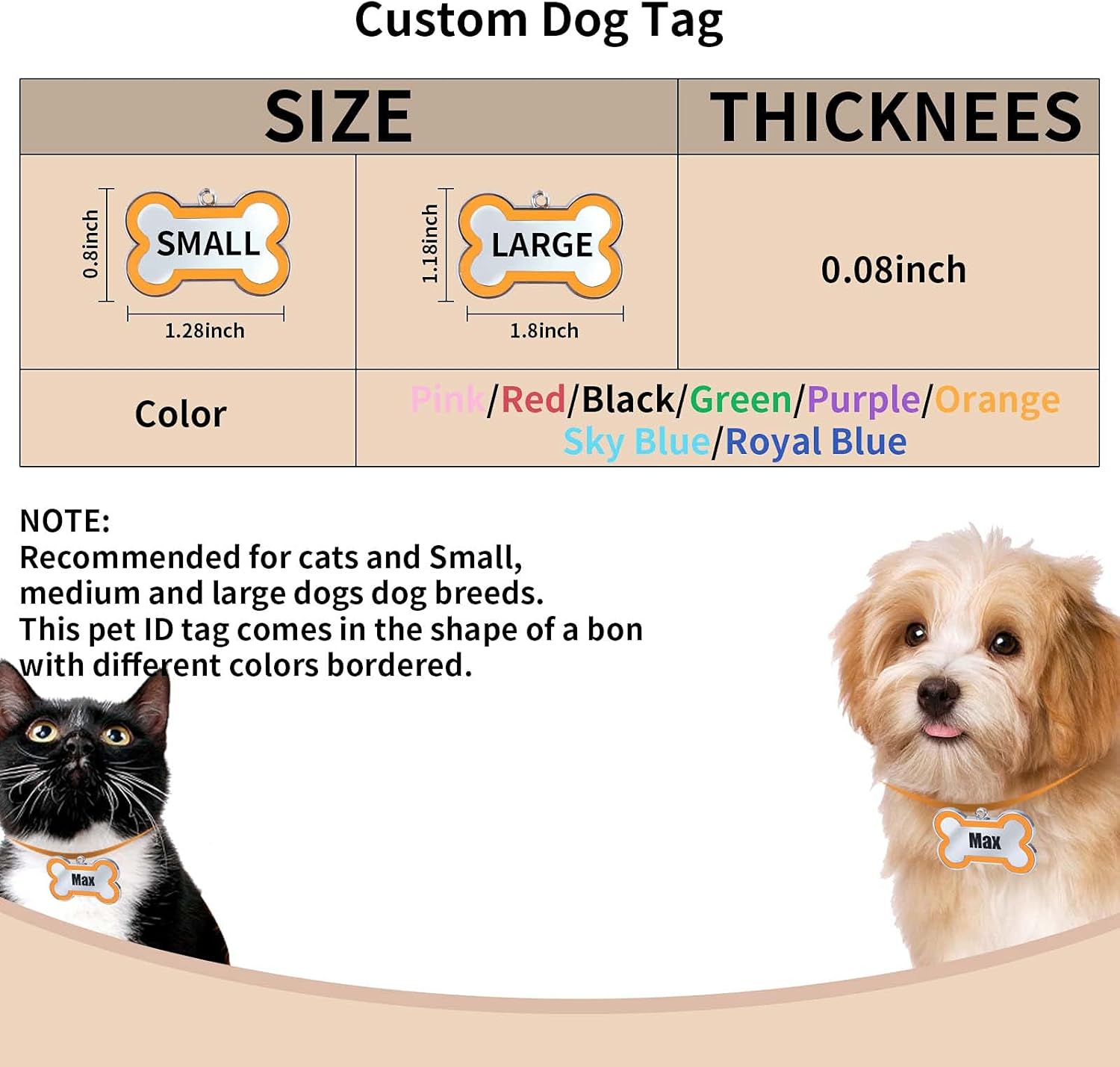 Pet id tag custom for dog cat personalized many shapes and colors to choose from Clearance