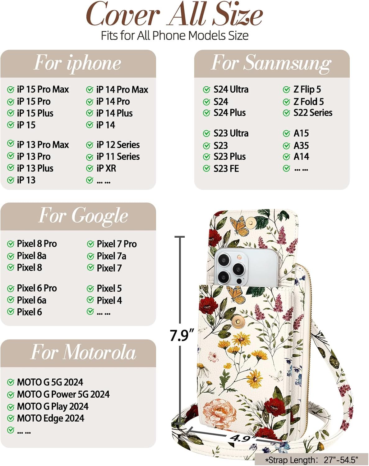 Cute Small Crossbody Purse Cell Phone Bags for Women - Leather Cellphone Wallet Purse with Shoulder Strap - Image 4